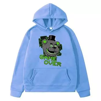 Толстовка с капюшоном в стиле аниме «Медведь и кролик», флисовая толстовка y2k sudadera, одежда для мальчиков, повседневный пуловер FNAF, осенняя куртка, детская одежда для девочек 130 чёрный