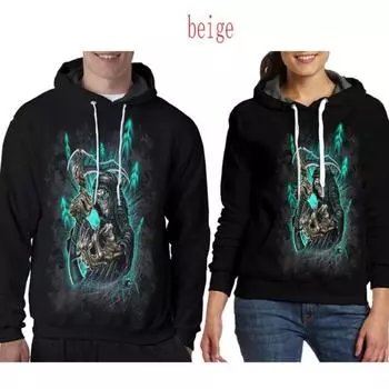 Толстовка с капюшоном в стиле хип-хоп и уличного тренда с черепом для мужчин и женщин с 3D-принтом S