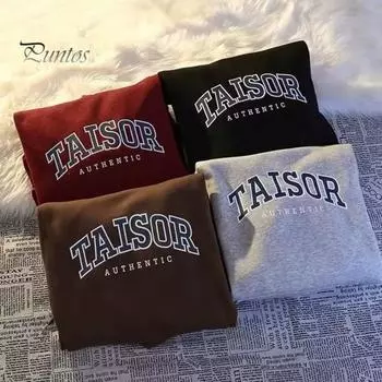 Толстовка с капюшоном в стиле ретро для пар с принтом букв и завязками на завязках, свободная, с капюшоном и карманом, хип-хоп, унисекс, школьная спортивная толстовка с капюшоном M вино красного