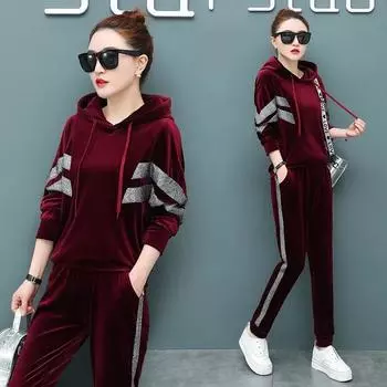 Толстовка с капюшоном весна-осень модная одежда комплекты корейская домашняя одежда комплект из двух предметов женский топ и брюки XXXXL чёрный