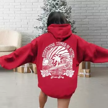 Толстовка с капюшоном Yousheng Teenager с цветочным принтом в стиле преппи, однотонная, с большим передним карманом, для девочек, для занятий бейсболом и активного отдыха на свежем воздухе S