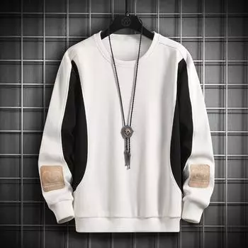 Толстовка с круглым вырезом для мужчин, повседневная футболка с длинными рукавами на осень и зиму, новая корейская версия, модный бархат, универсальный свободный топ M