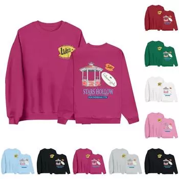 Толстовка с круглым вырезом для женщин, осенние графические толстовки для отпуска с длинным рукавом и заниженной линией плеч M розовый