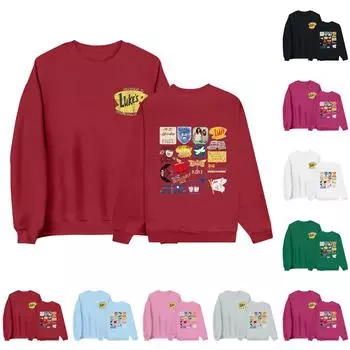 Толстовка с круглым вырезом для женщин, осенние графические толстовки для отпуска с длинным рукавом и заниженной линией плеч S