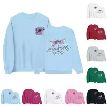 Толстовка с круглым вырезом для женщин, осенние графические толстовки для отпуска с длинным рукавом и заниженной линией плеч S чёрный