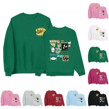 Толстовка с круглым вырезом для женщин, осенние графические толстовки для отпуска с длинным рукавом и заниженной линией плеч L зелёный