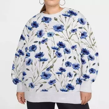 Толстовка с круглым вырезом и цветочным принтом больших размеров, спортивная одежда, пальто для женщин, толстовки с капюшоном и карманами 3D, осенние женские пуловеры S