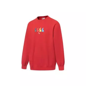 Толстовка с круглым вырезом и длинными рукавами Li Ning Cartoon Print, унисекс, малиново-красная AWDT315-1 M