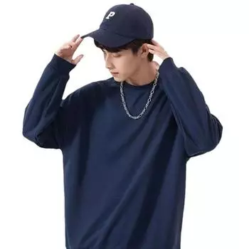 Толстовка с круглым вырезом и длинными рукавами Свободный пуловер с капюшоном и длинными рукавами S серый