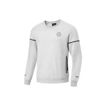 Толстовка с круглым вырезом и логотипом Li Ning Wade Series, мужская толстовка с цветочным принтом, серо-коричневая, Chuan-Stone-Gray AWDT921-2 XXL