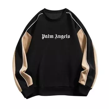 Толстовка с круглым вырезом и плечами из трикотажной ткани и пуловера с капюшоном в тон S чёрный