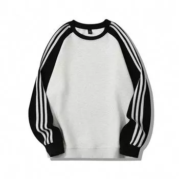 Толстовка с круглым вырезом и полосками по бокам, весенне-осенний стиль, контрастная цветовая строчка, нишевый модный бренд, свободный пуловер, куртка для мужчин S
