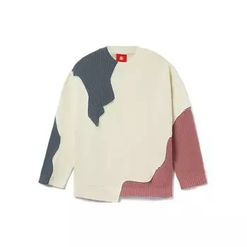 Толстовка с круглым вырезом Li Ning Destruction в стиле пэчворк с цветными блоками, унисекс, толстовка Cloud-Apricot AWDR737-4 XXL