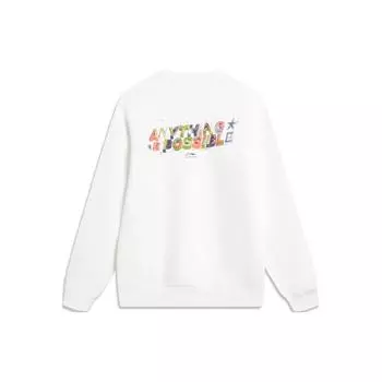 Толстовка с круглым вырезом Li Ning Sports Lifestyle Series с буквенным узором и принтом, мужская, стандартная, белая, AWDU019-5 XL