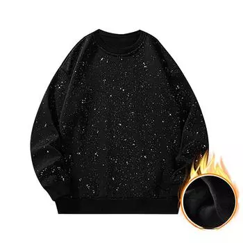 Толстовка с круглым вырезом, мужская, осенне-зимняя, новая, свободная, бархатная, утолщенная, подростковая, с принтом «перекати-поло» S