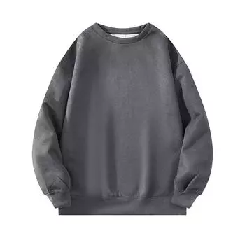 Толстовка с круглым вырезом, мужская, свободная и универсальная, однотонная, простая, для студентов и подростков, весна-осень, корейский стиль, модная замшевая куртка M