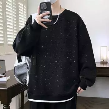 Толстовка с круглым вырезом, мужская, весна и осень, свободная, имитация двух частей, молодежная, гонконгская, модная, универсальная, утолщенная куртка M