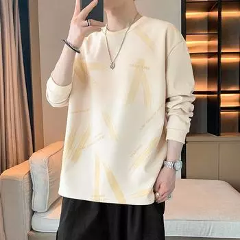 Толстовка с круглым вырезом мужская весна и осень новый стиль принтованный свободный повседневный пуловер универсальная одежда M