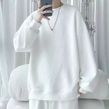 Толстовка с круглым вырезом, мужская, весна-осень, свободная, повседневная, с длинными рукавами, молодежная, спортивная, для бега, куртка M