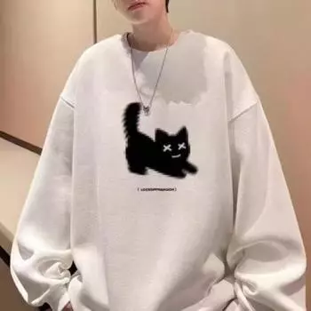 Толстовка с круглым вырезом, мужская, весна-осень, новый стиль, американский ретро, модный бренд, ленивый стиль, свободная повседневная толстовка L