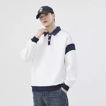 Толстовка с лацканами, мужская, весенне-осенняя, модная, американская, свободная, плечевая, подростковая, модная, с длинными рукавами S