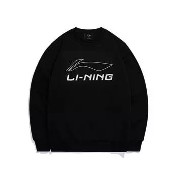 Толстовка с логотипом серии настольного тенниса Li Ning, с круглым вырезом и длинными рукавами, мужская толстовка, стандартная, черная AWDS395-1 L