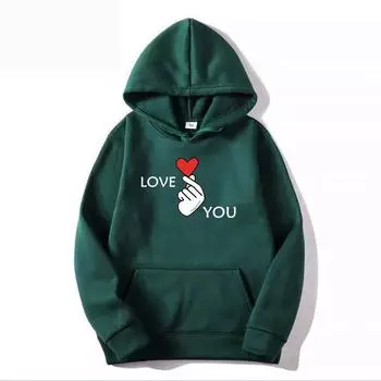 Толстовка с надписью «I Love You» Модная мужская и женская толстовка с капюшоном из матовой ткани, супербольшая уличная толстовка для пары S