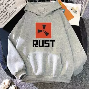 Толстовка с принтом Game RUST, свободная уличная одежда, мужские свитера, свободная одежда, зимние толстовки из флиса с длинным рукавом, Sudaderas XS серый