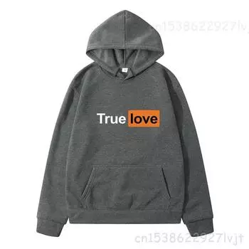 Толстовка с принтом, хлопковые футболки True Love, топы в стиле хип-хоп, уличная одежда, одежда унисекс, летние повседневные женские толстовки с карманами, толстовка унисекс с капюшоном L