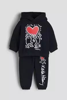 Толстовка с принтом HM, комплект из 2 предметов, черный Keith Haring