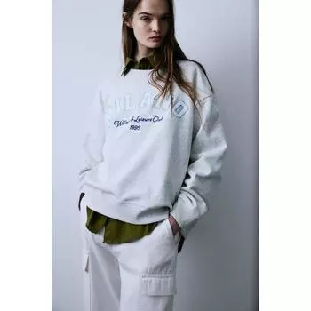 Толстовка с принтом HM светло-серый меланж Milano