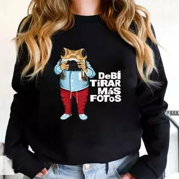 Толстовка с принтом лягушки из мультфильма DTMF Debi Tirar Mas Fotos Shirt Funny Frog Pullover Unisex Long Sleeve Hoodies Latina Gift S чёрный
