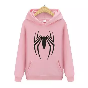 Толстовка с принтом паука, флисовая толстовка с пауком, женская повседневная забавная свободная толстовка, женская толстовка с капюшоном, уличная мода S