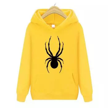 Толстовка с принтом паука, флисовая толстовка, женская повседневная забавная свободная толстовка, женская толстовка с капюшоном, уличная мода S