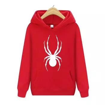 Толстовка с принтом паука, флисовая толстовка, женская повседневная забавная свободная толстовка для мужчин и женщин, уличная мода S