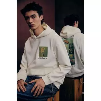 Толстовка с принтом свободного кроя HM белая Beautential S