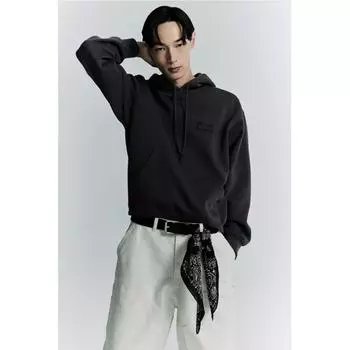 Толстовка с принтом свободного кроя HM темно-серого цвета, неисправна XS