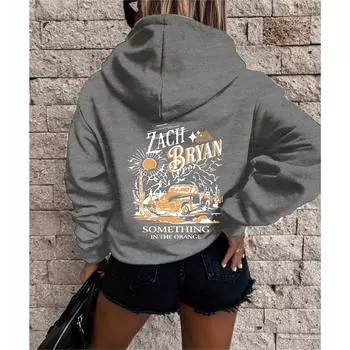 Толстовка с принтом в виде 2d мультфильма, спортивная толстовка с капюшоном для женщин S серый