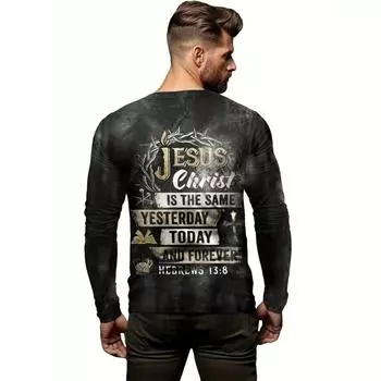 Толстовка с религиозным рисунком - мягкая, свободная посадка, круглый вырез, модный пуловер для мужчин - одежда осень-зима, удобная повседневная одежда христианской веры S
