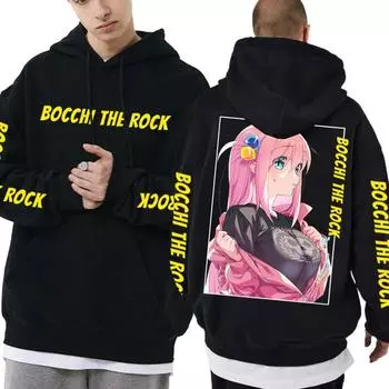 Толстовка с рисунком аниме Bocchi The Rock, унисекс, модная уличная одежда в стиле хип-хоп, Hitori Gotoh, толстовка с рисунком для мужчин и женщин, повседневные толстовки большого размера в стиле манга S чёрный