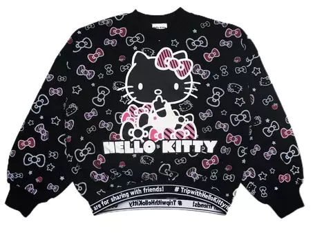 Толстовка с рисунком «Китти» для девочек, черная [Sanrio]