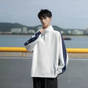 Толстовка с воротником-стойкой, мужская осенняя куртка-пуловер в стиле ретро для весны и осени S