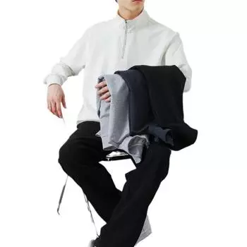 Толстовка с воротником-стойкой на половину молнии, мужская, весна и осень, новая свободная универсальная нижняя рубашка, топы, мужская одежда M