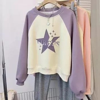 Толстовка с вышивкой в стиле Харадзюку, женская весенне-осенняя одежда, милые корейские толстовки, топы, женская мода, свободная толстовка с капюшоном, топ 2024, шикарный M розовый