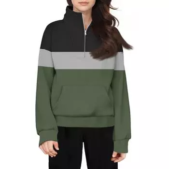 Толстовка с застежкой-молнией для девочек, свитер с застежкой-молнией, толстовки, осенняя одежда 120 темно-зеленого