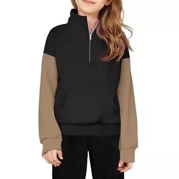 Толстовка с застежкой-молнией для девочек, свитер с застежкой-молнией, толстовки, осенняя одежда 120 чёрный