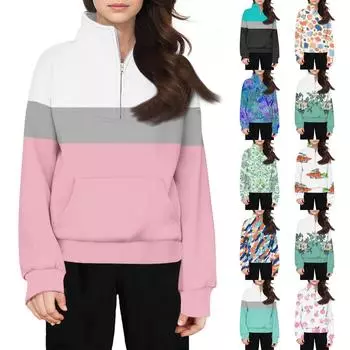 Толстовка с застежкой-молнией для девочек, свитер с застежкой-молнией, толстовки, осенняя одежда 120 армия зеленый