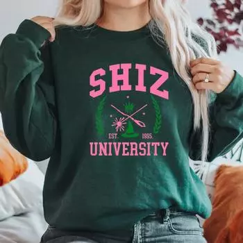 Толстовка Shiz University, подарок любителю фильмов, мужские и женские толстовки с длинным рукавом и круглым вырезом, толстовка с капюшоном, рубашка Wizard Shiz University, топы S чёрный