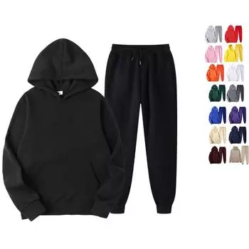 Толстовка + штаны на шнурке, мужские толстовки с капюшоном, спортивная одежда для бега, осенний спортивный костюм, комплект из 2 предметов, большой размер XXXL белый