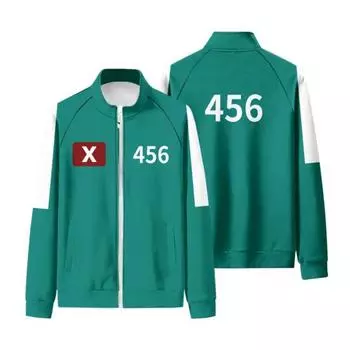 Толстовка Squid Games Season II с застежкой-молнией, воротником-стойкой, длинным рукавом, принтом номера S